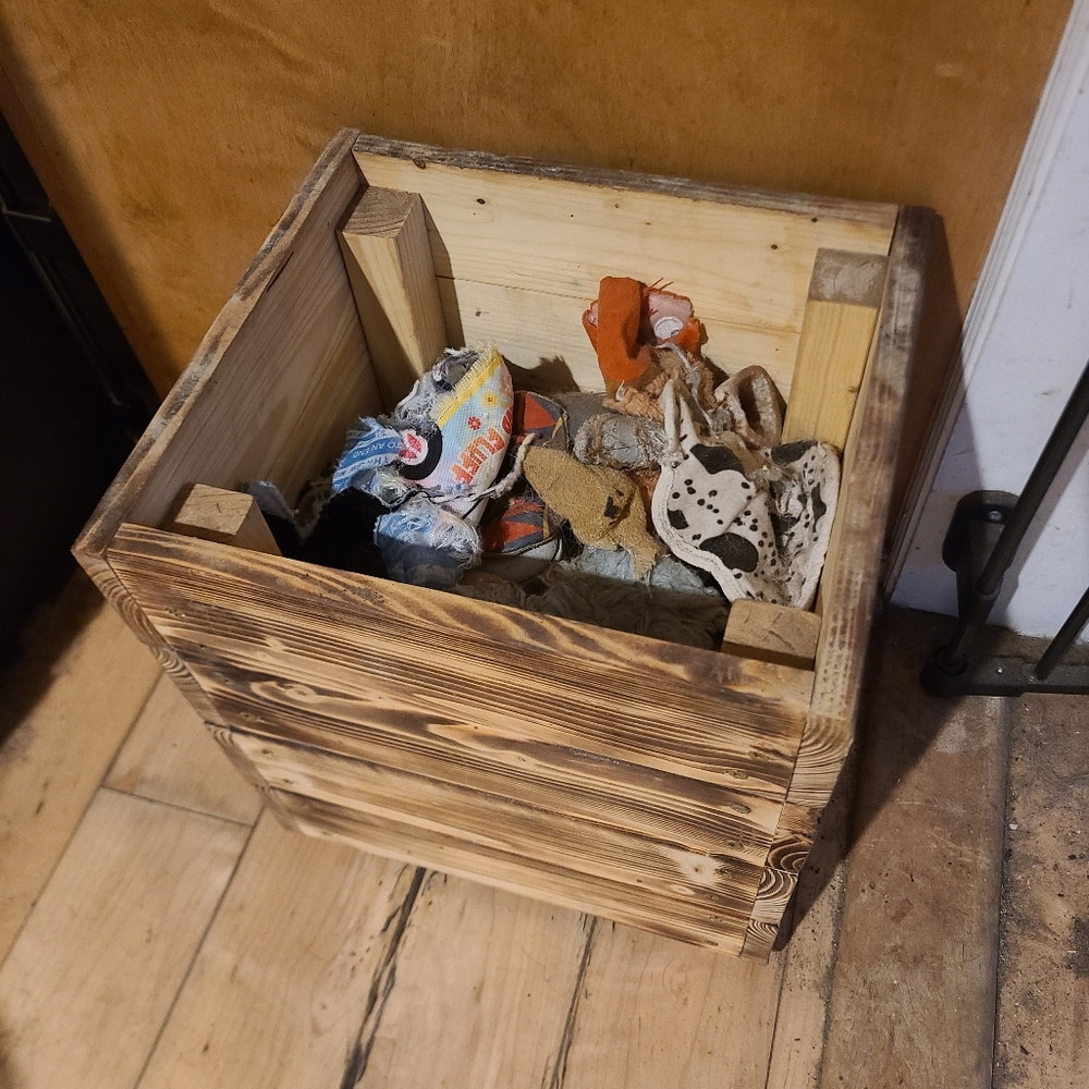 Handmade Rustic Wooden Storage Bin / Dog Toy bin / Planter